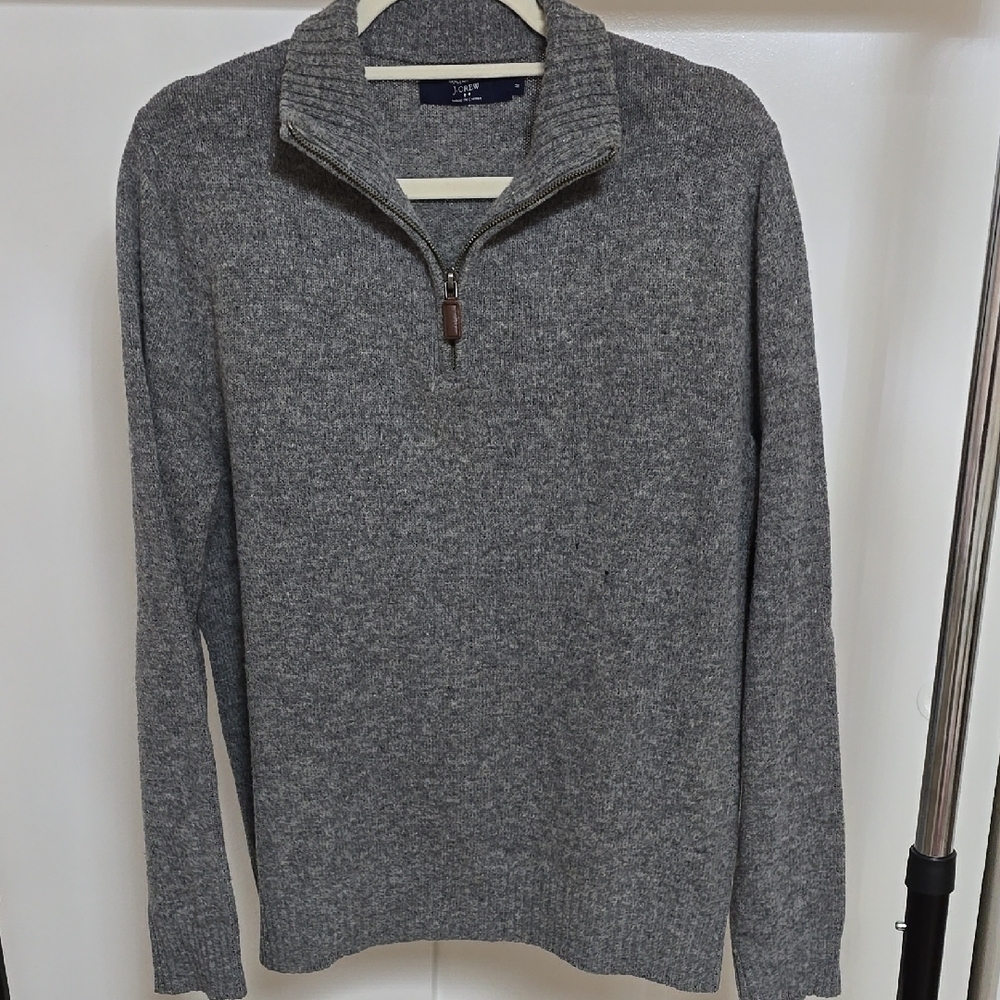 J. Crew Gray Zip Up Sweater with Quarter-Zip Design and Long Sleeves
